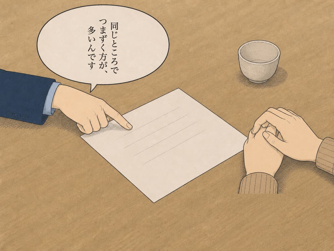 9/加藤さんが1枚の紙を出す。辞めた理由で多いのは、この3つです