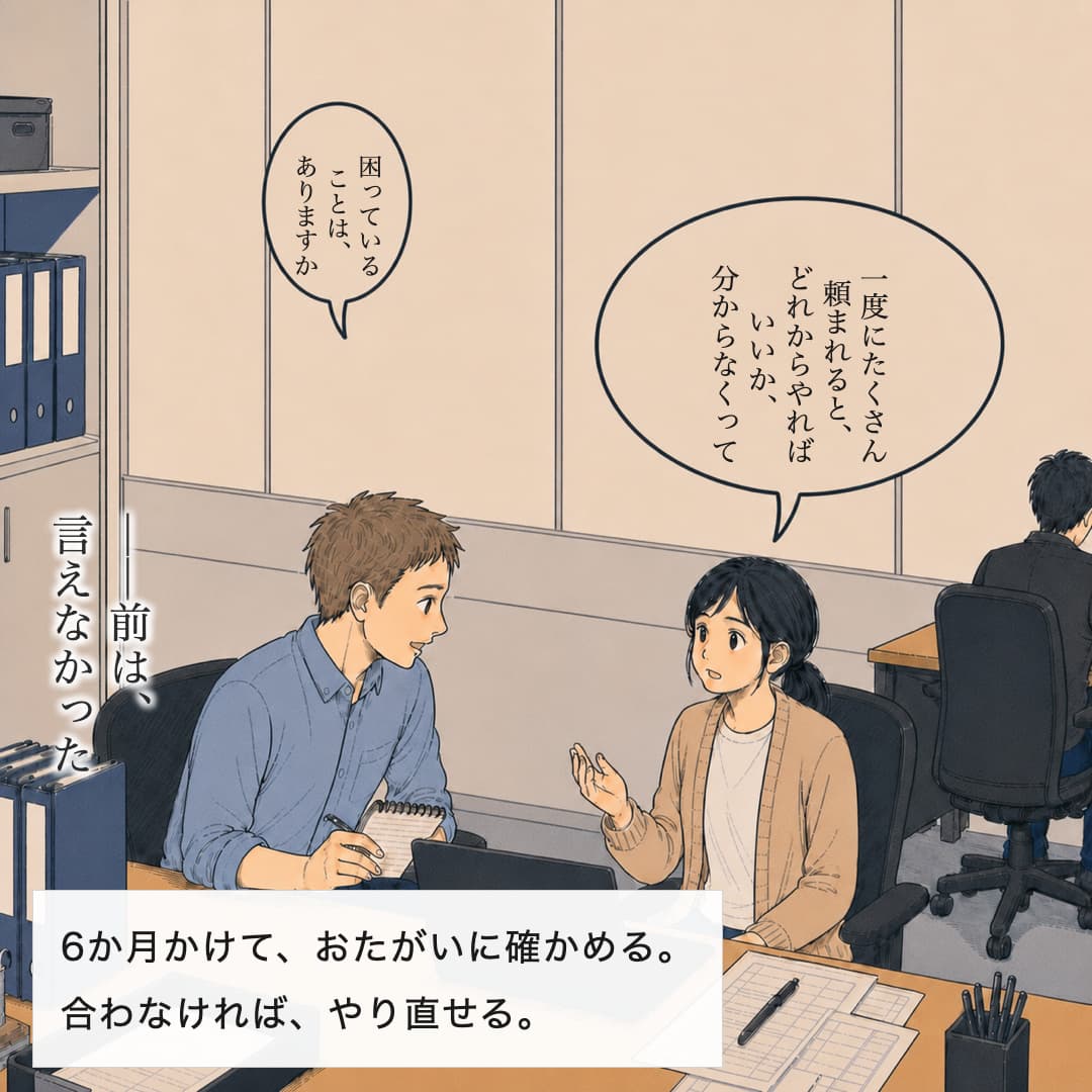 39/支援員が職場に来て、困りごとを聞く