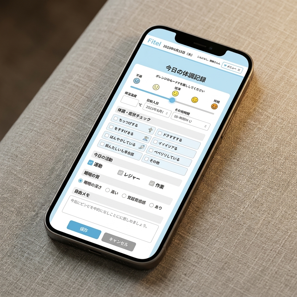 体調管理ソフトFitelのアプリ画面